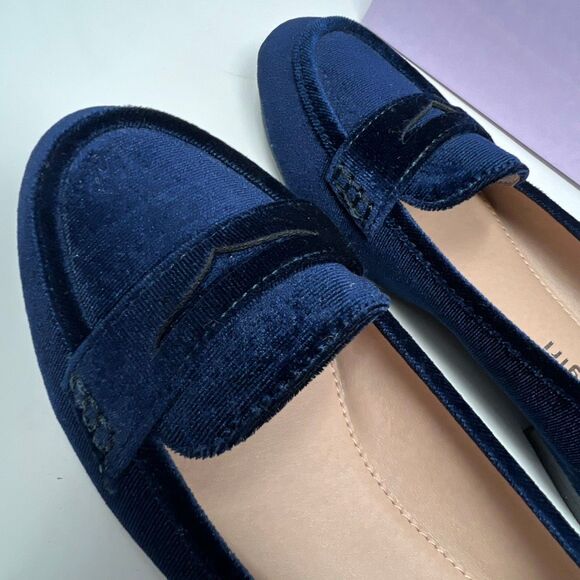 MADDEN GIRL Carmello Penny Loafers Size 7 Navy Blue Velvet Slip-On Flats Preppy - Picture 9 of 11